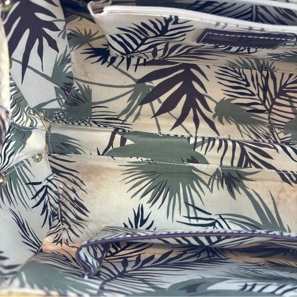 Etienne Aigner Brown and Tan hand Bag with Woven Wicker Texture with wallet - Picture 7 of 16